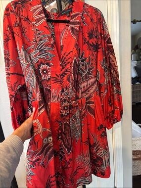 Banana Republic Red Floral Midi Dress